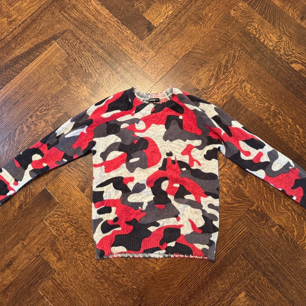 Mini Rose Cashmere Red Camo Pattern Sweater | Worn Once | Excellent Condition